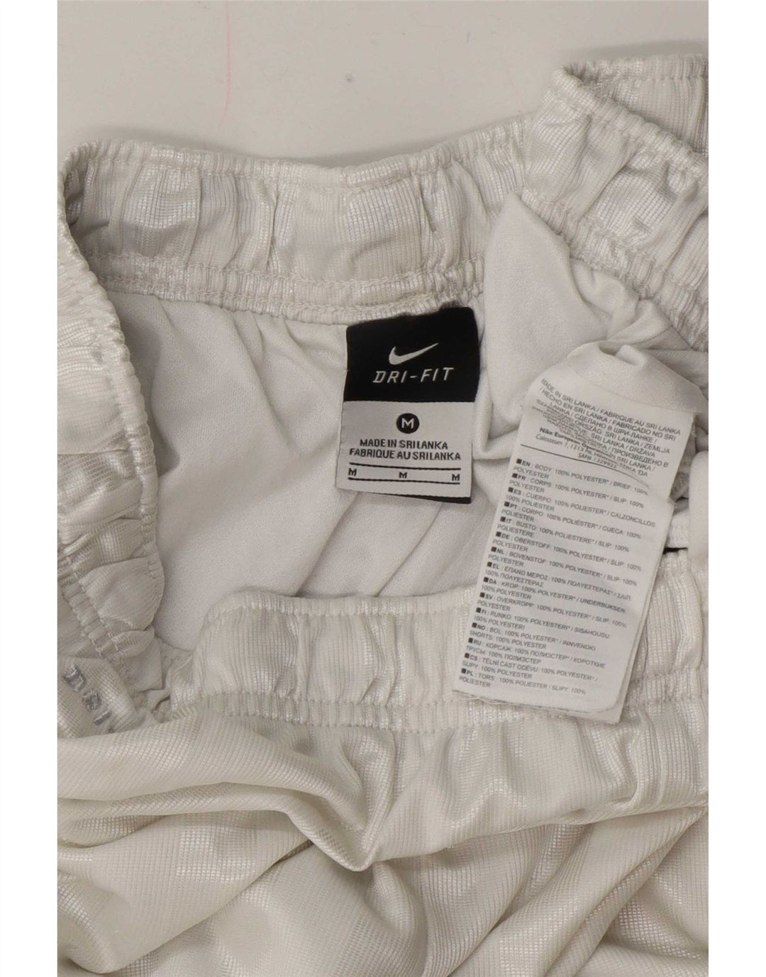 Nike Mens Dri Fit Regular Sport Shorts Médio Branco Listrado Poliéster