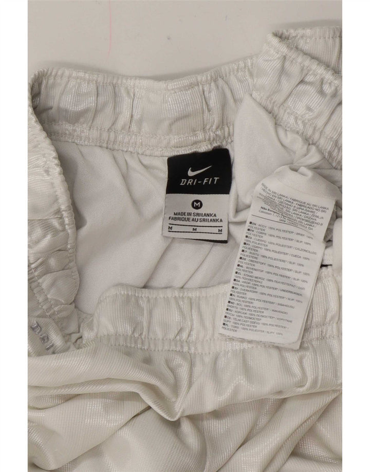 Nike Mens Dri Fit Regular Sport Shorts Médio Branco Listrado Poliéster