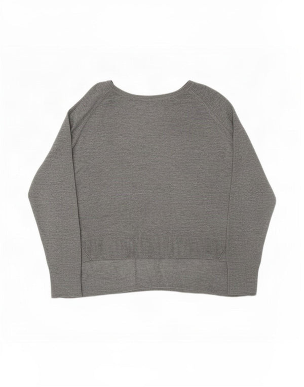 Suéter feminino Zara com gola canoa UK 14 Viscose cinza médio