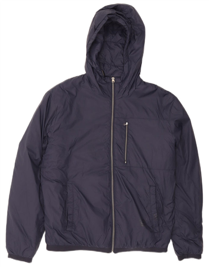 Zara Jaqueta masculina acolchoada com capuz Reino Unido 38 Médio Azul marinho Nylon