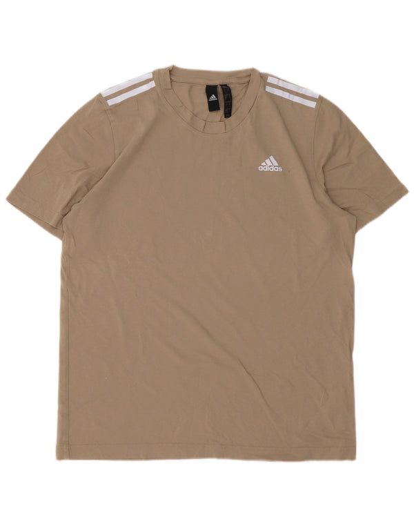 Adidas Mens Camiseta Top Médio Algodão Bege