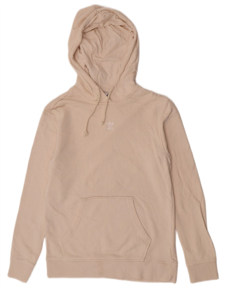Adidas Womens Hoodie Jumper UK 10 Pequeno Algodão Bege