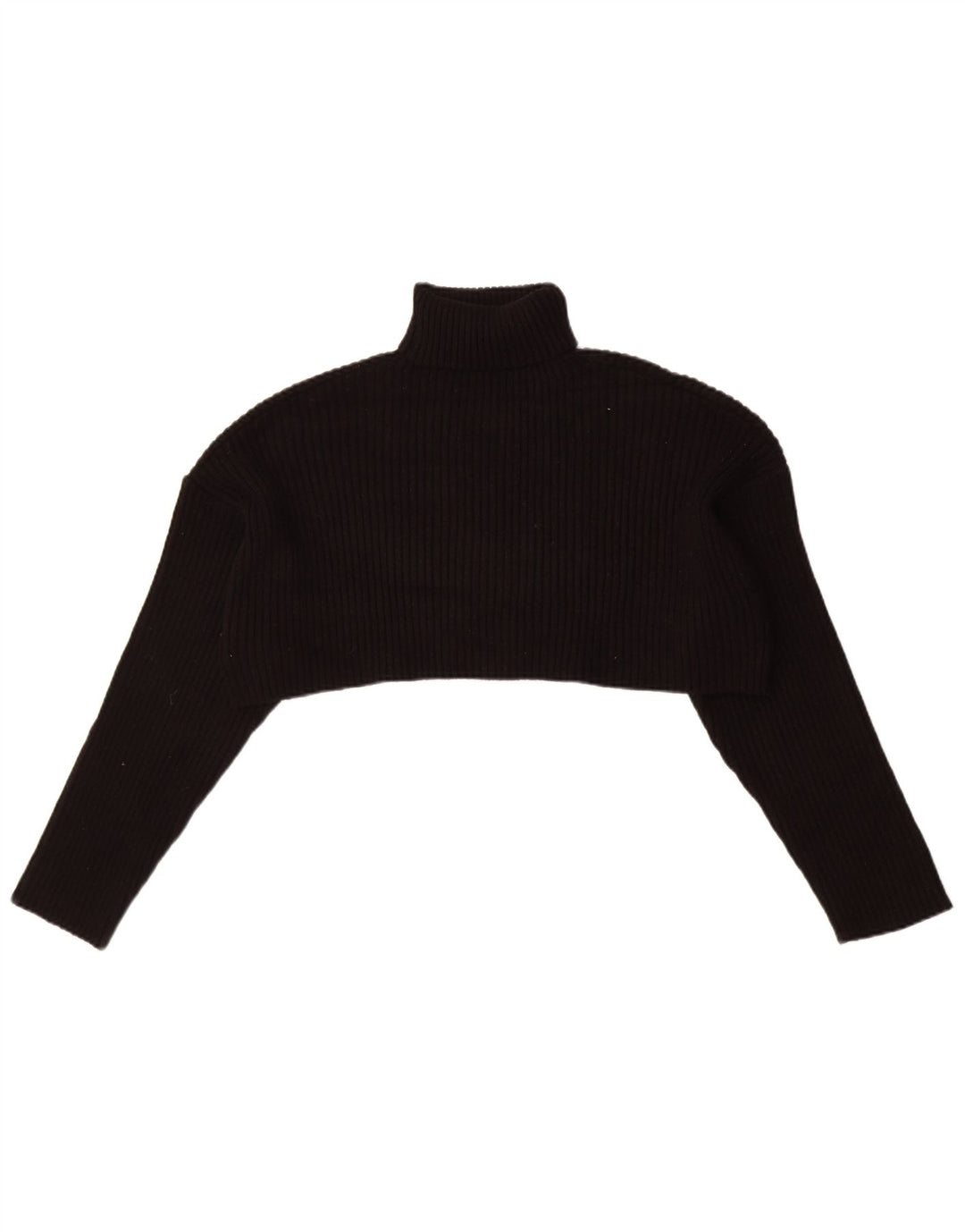 Zara Suéter feminino cropped oversized com gola redonda Reino Unido 14 médio preto