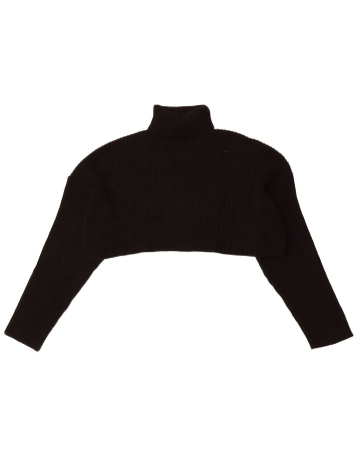 Zara Suéter feminino cropped oversized com gola redonda Reino Unido 14 médio preto