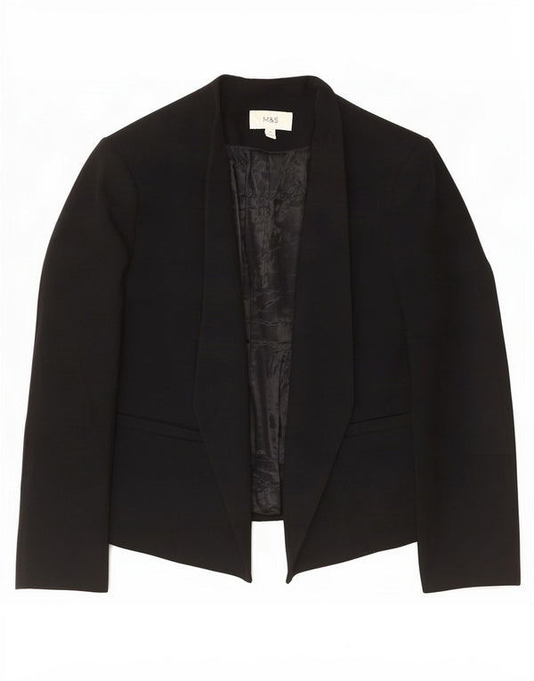 Jaqueta Blazer aberta feminina Marks & Spencer Reino Unido 16 grande poliéster preto