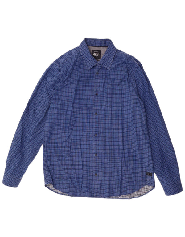 Camisa masculina S.Oliver XL azul xadrez algodão