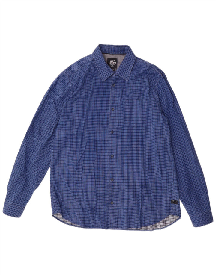 Camisa masculina S.Oliver XL azul xadrez algodão
