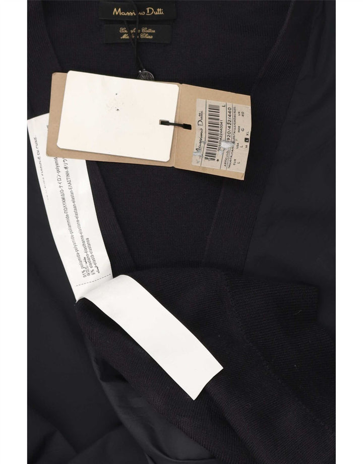 Suéter cardigã masculino Massimo Dutti regular fit grande azul marinho poliamida