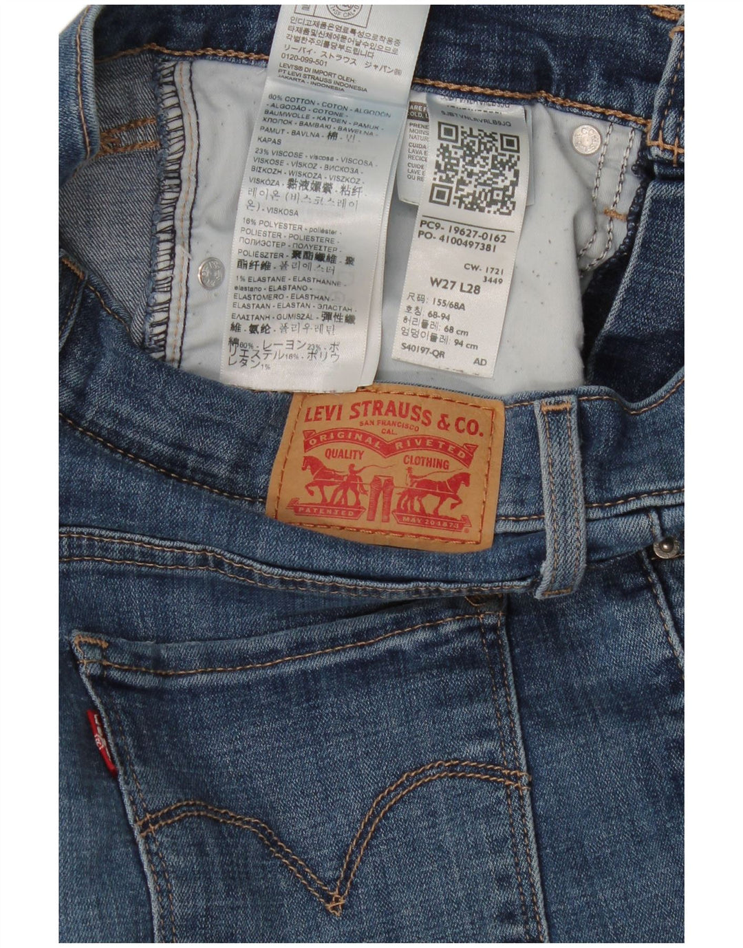 Calça jeans feminina Levi's 312 Shaping Slim W27 L28 azul algodão