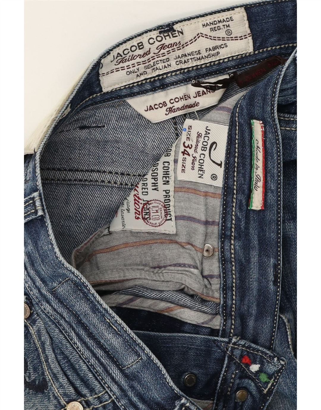 Jacob Cohen Mens Slim Jeans W34 L30 Azul Algodão