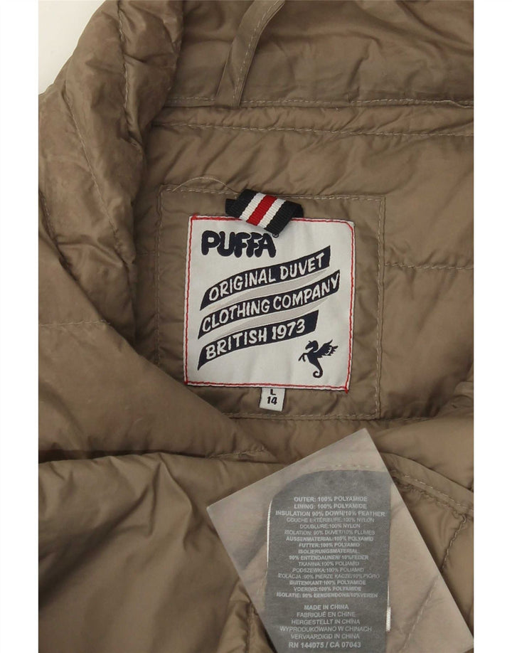 Jaqueta acolchoada feminina Puffa UK 14 grande poliamida marrom