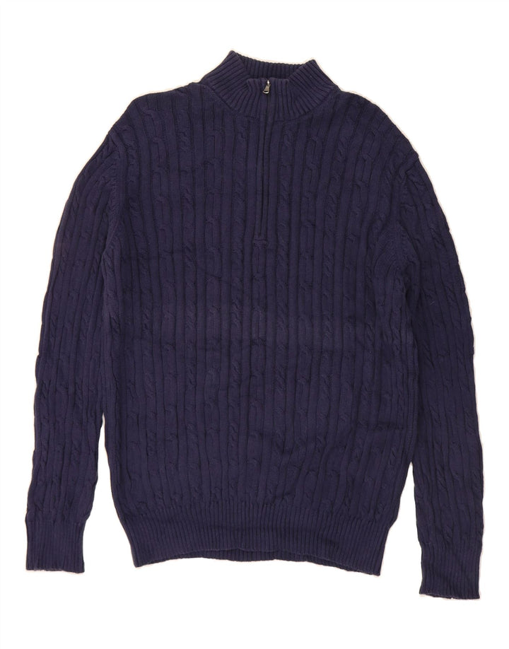 IZOD Mens Zip Neck Jumper Sweater XL Navy Blue Cotton Vintage Izod and Second-Hand Izod from Messina Hembry 