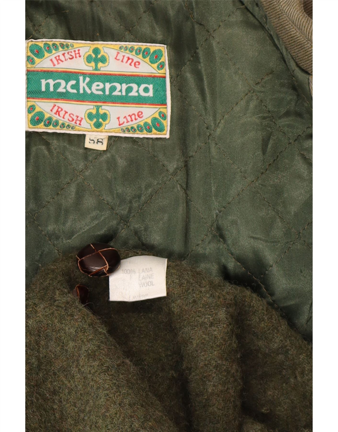 Sobretudo masculino vintage EU 58 4XL lã verde