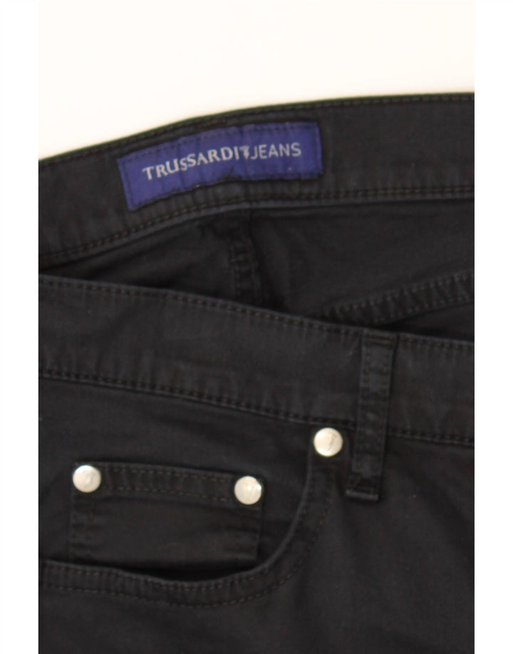 TRUSSARDI Womens Straight Casual Trousers W28 L29 Black Cotton Vintage Trussardi and Second-Hand Trussardi from Messina Hembry 