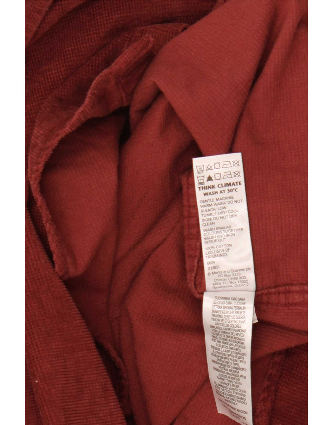 Camisa masculina Marks & Spencer 2XL algodão Borgonha