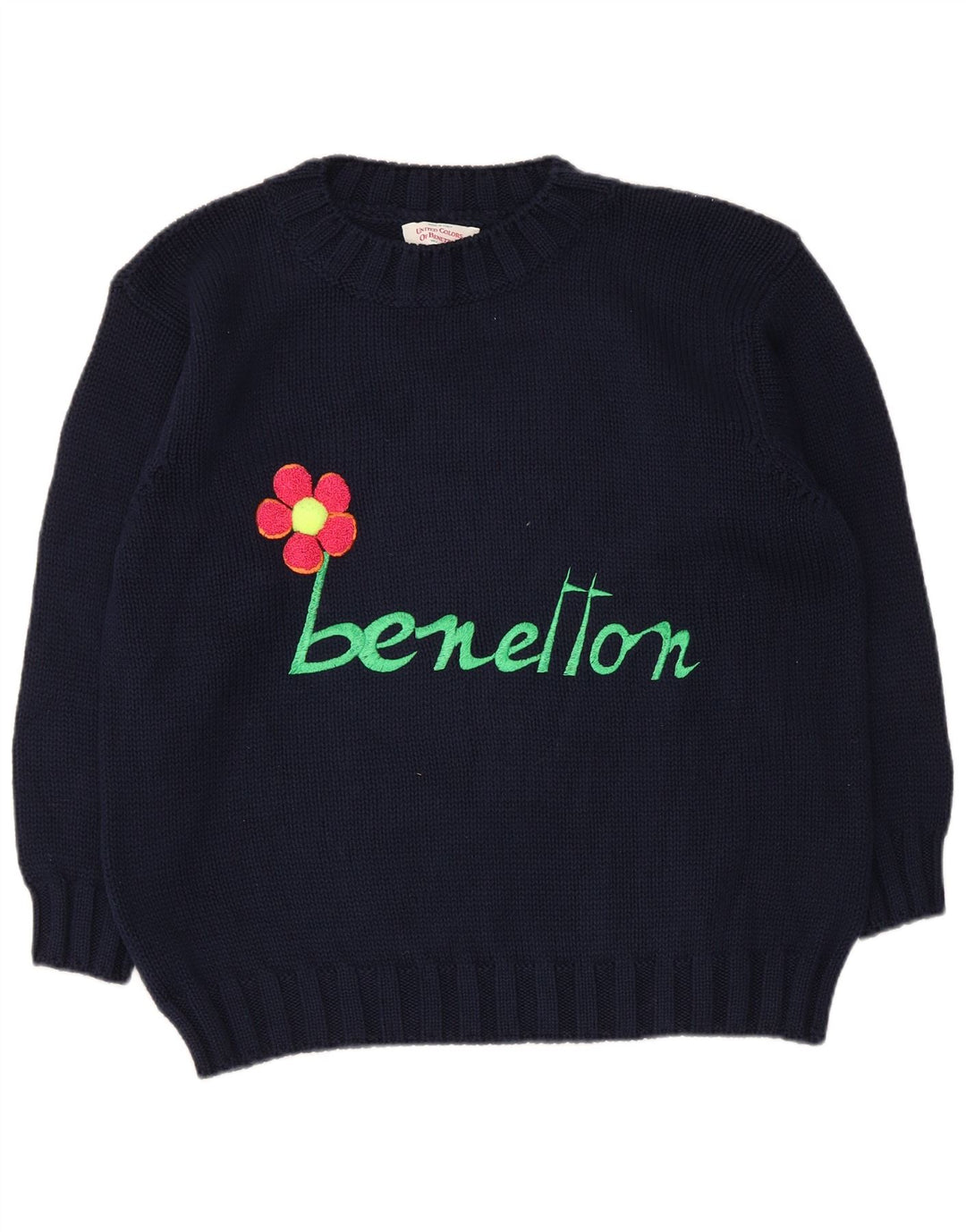 Suéter feminino Benetton com gola redonda IT 42 médio azul marinho floral