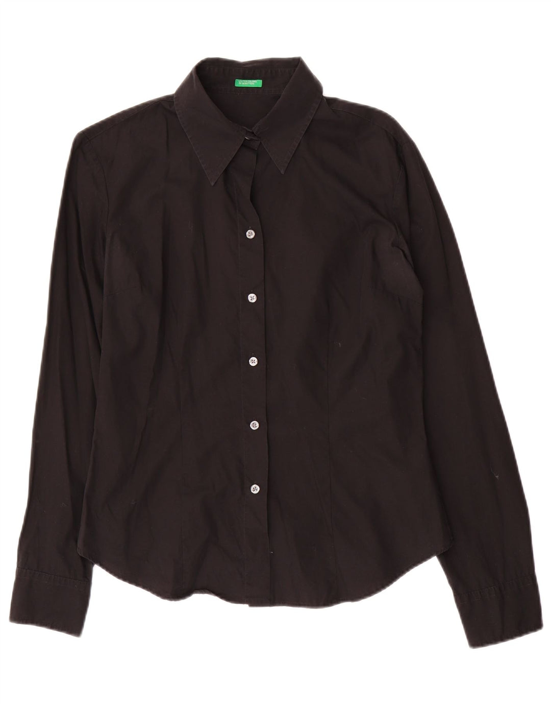 Camisa feminina Benetton UK 14 médio algodão preto