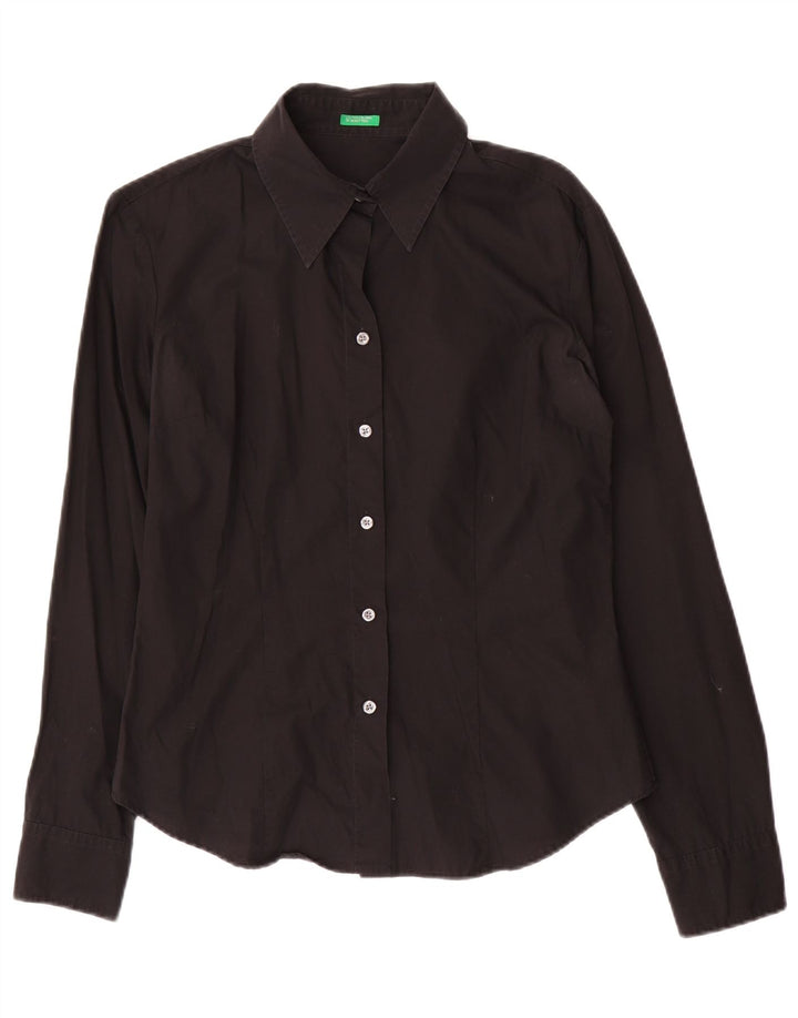 Camisa feminina Benetton UK 14 médio algodão preto