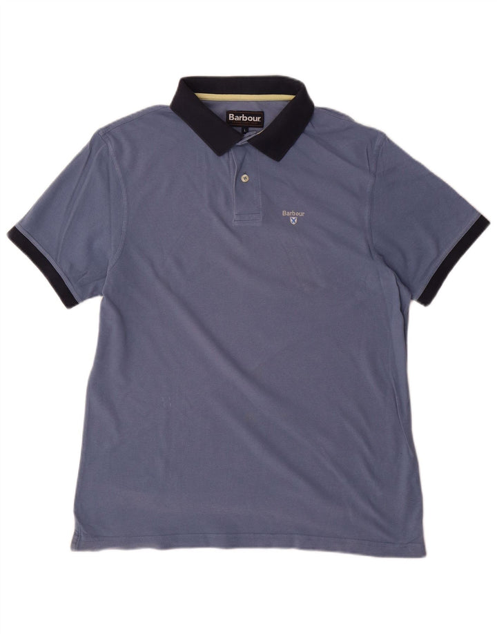 Camisa polo masculina BARBOUR grande algodão azul