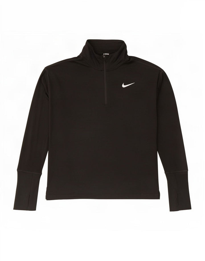 Pulôver masculino Nike Dri Fit com gola e zíper, top pequeno de poliéster preto