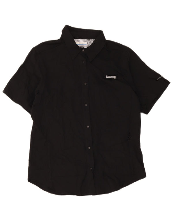 Camisa feminina de manga curta Columbia Omni-Shade Reino Unido 14 poliéster preto médio