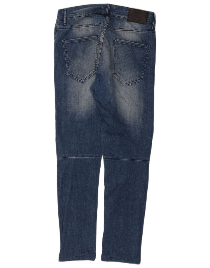 Zara Mens Distressed Slim Jeans EU 40 Médio W31 L28 Azul Colourblock