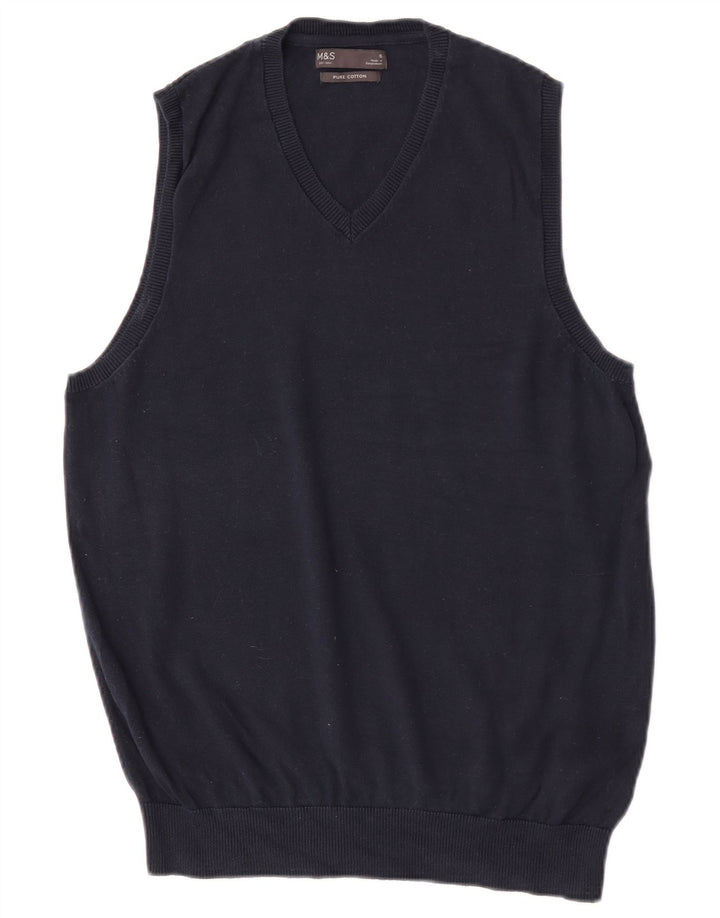 Regata masculina Marks & Spencer com colete pequeno de algodão azul marinho