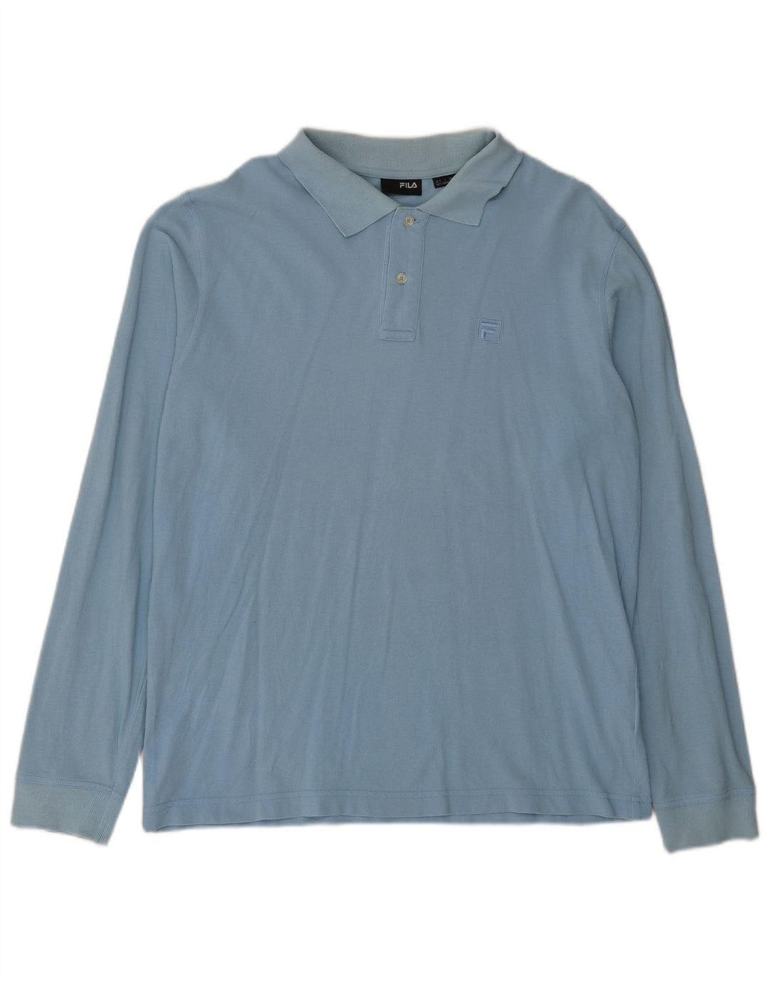 Polo masculino Fila de manga comprida grande algodão azul
