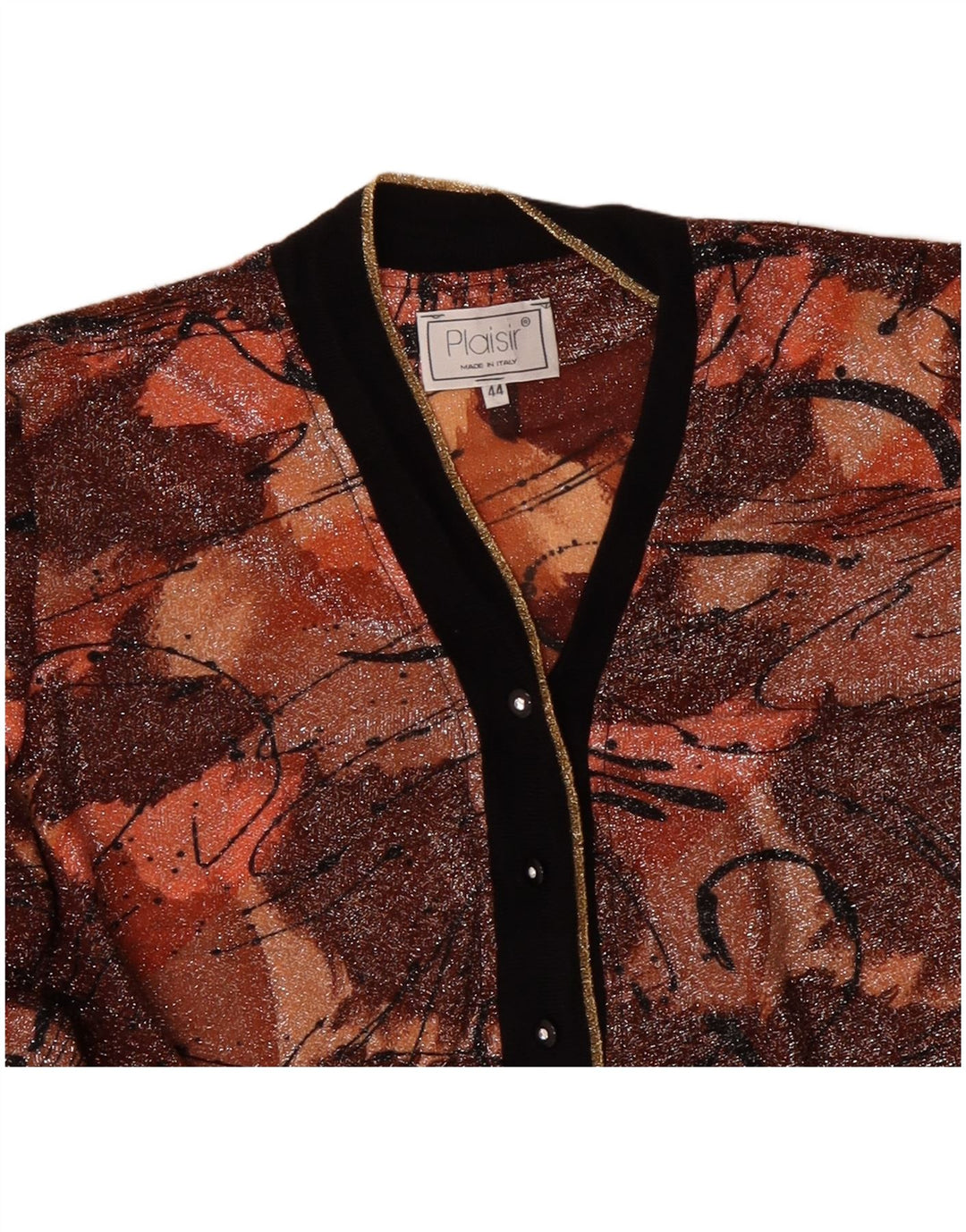 Suéter cardigã feminino PLAISIR com padrão abstrato IT 44 marrom médio