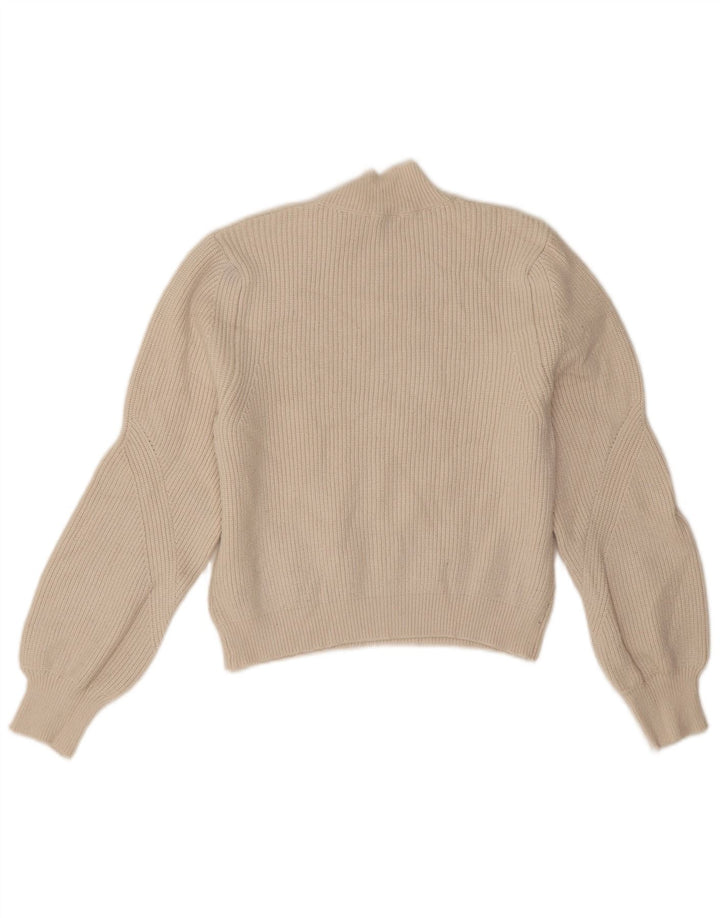 Suéter feminino Zara com gola tartaruga e gola alta, Reino Unido 14, médio, off white, viscose