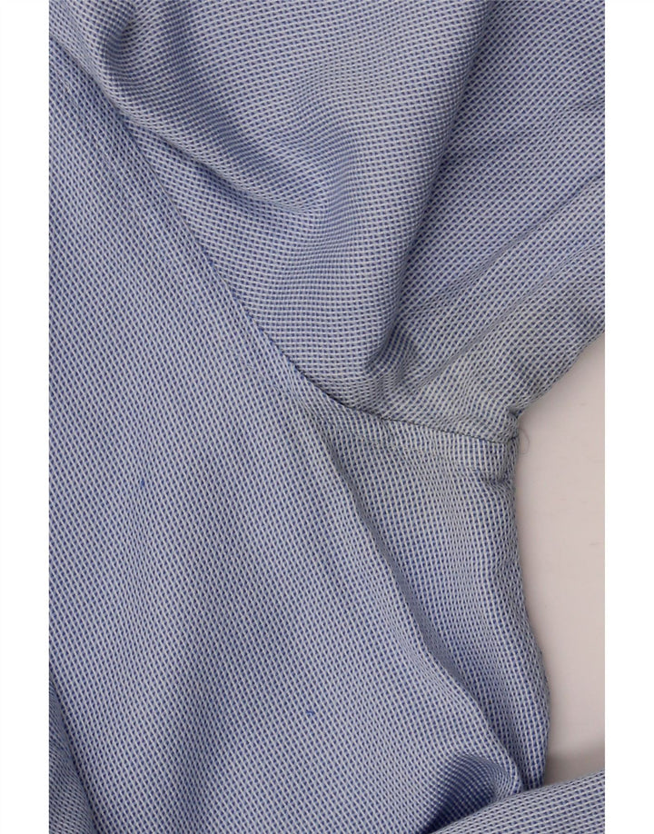 Camisa masculina Zara Slim Fit pequena algodão manchado azul
