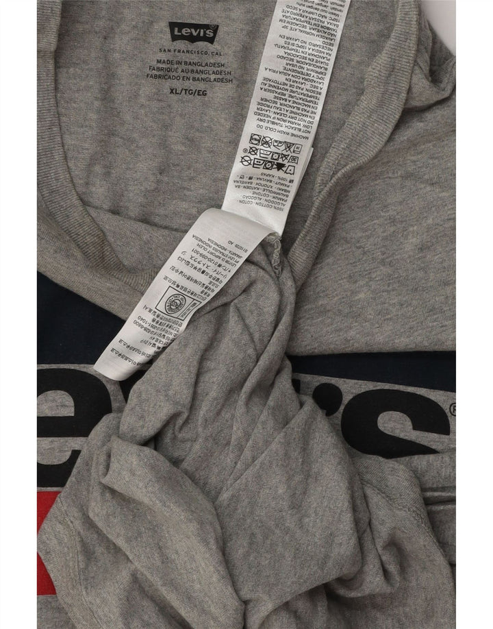 Camiseta masculina grande e alta com estampa LEVI'S XL algodão cinza