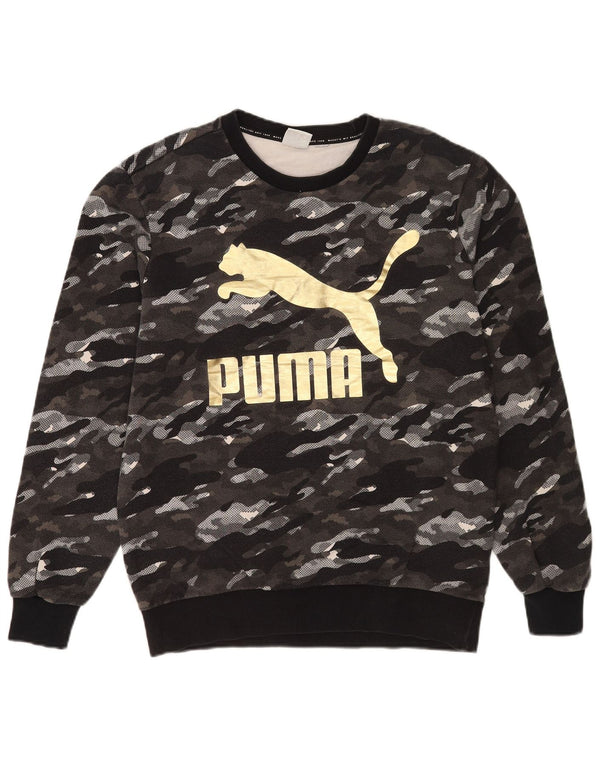 Puma masculino gráfico moletom jumper médio cinza camuflagem