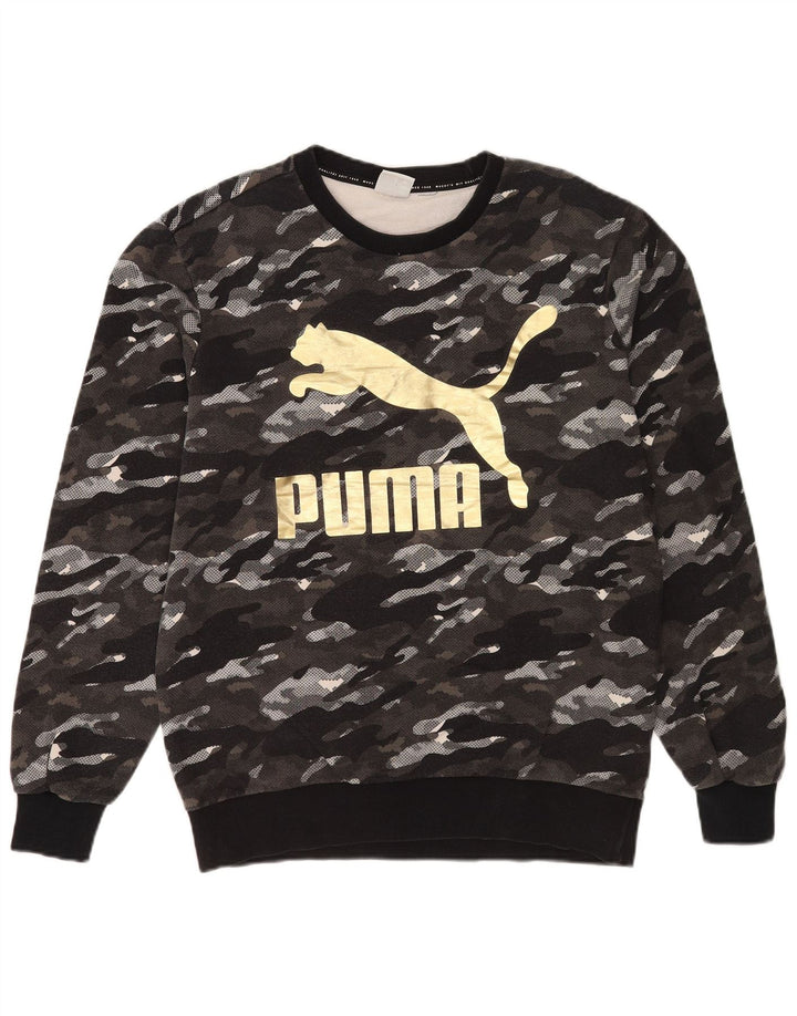 Puma masculino gráfico moletom jumper médio cinza camuflagem