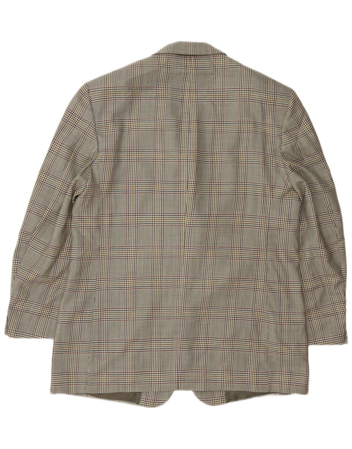 Jaqueta blazer masculina de 3 botões Brooks Brothers IT 54 2XL cinza houndstooth lã