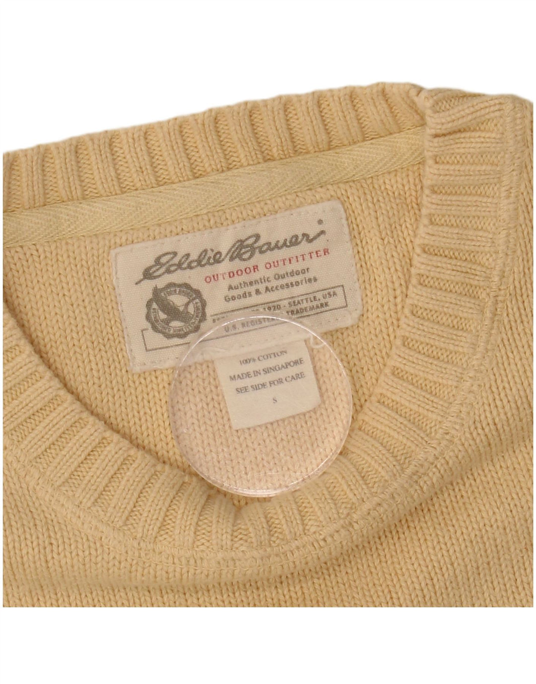 Suéter masculino Eddie Bauer com gola redonda, pequeno algodão amarelo