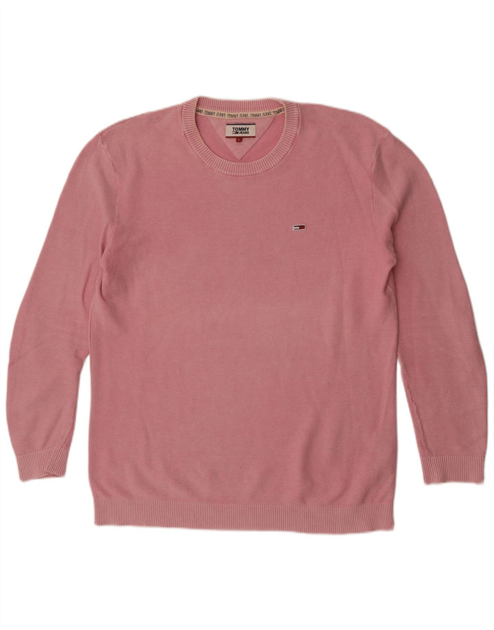 Suéter masculino Tommy Hilfiger com gola redonda grande rosa