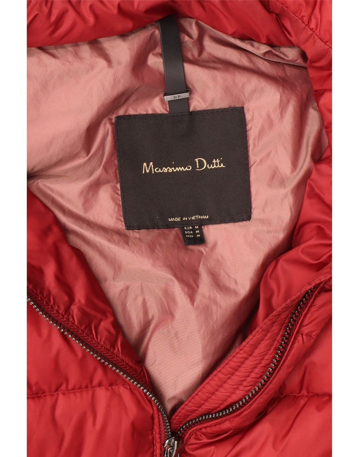 Colete acolchoado com capuz feminino MASSIMO DUTTI Reino Unido 12 Médio Borgonha