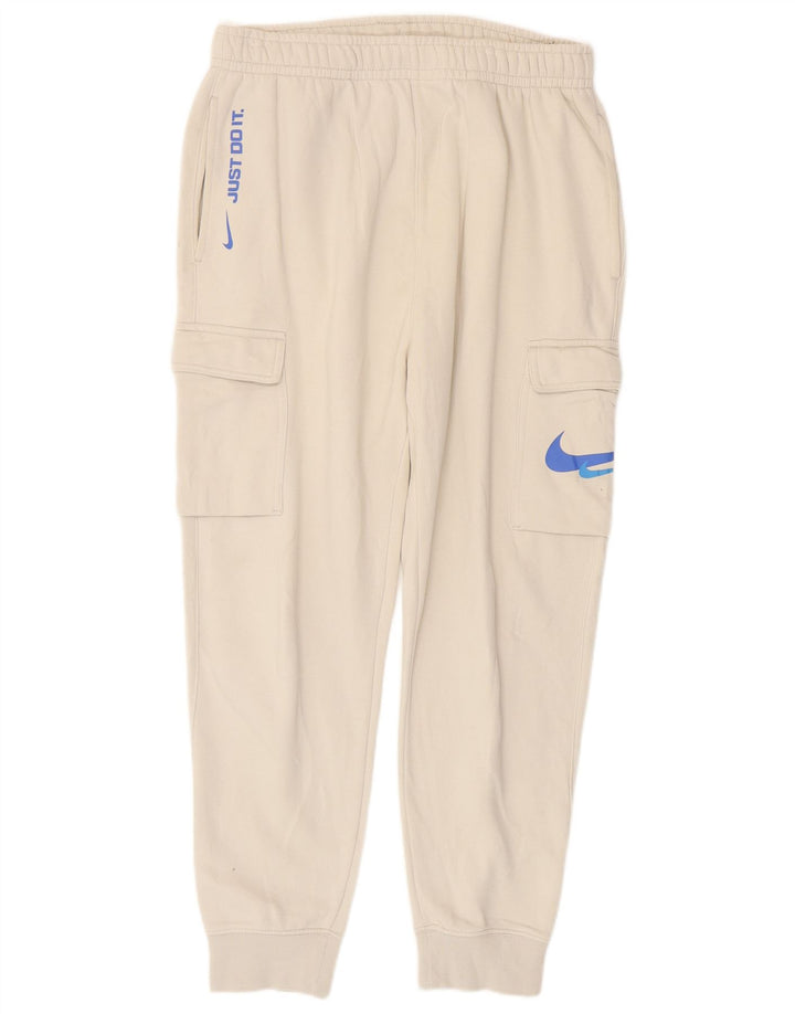 Nike masculino gráfico cargo calças de treino joggers médio algodão branco