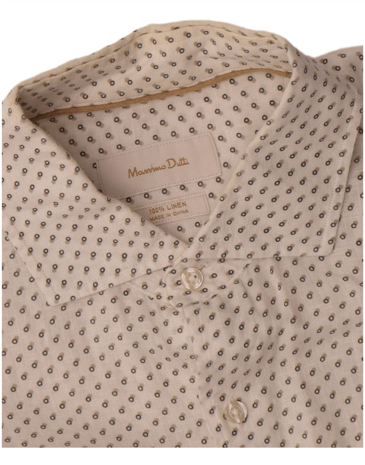 Camisa masculina Massimo Dutti, linho branco manchado médio