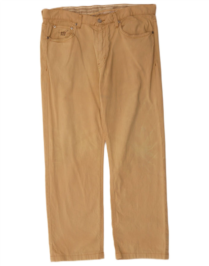 HENRY COTTONS Calça masculina reta casual W34 L27 algodão bege