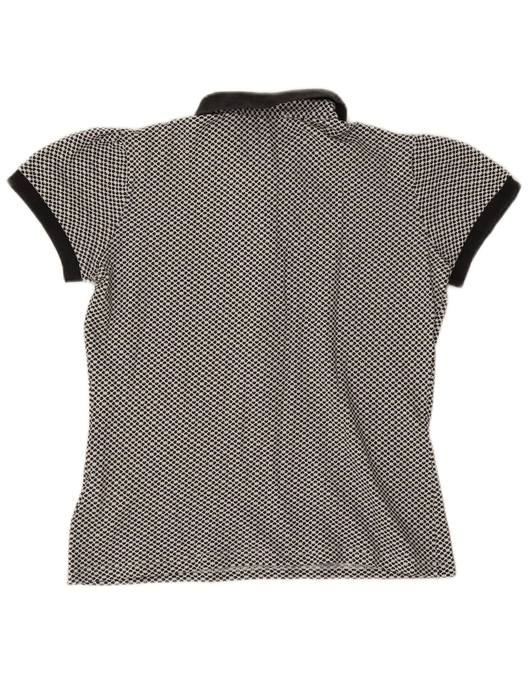 Camisa polo feminina FRED PERRY Reino Unido 12 algodão floral azul marinho médio