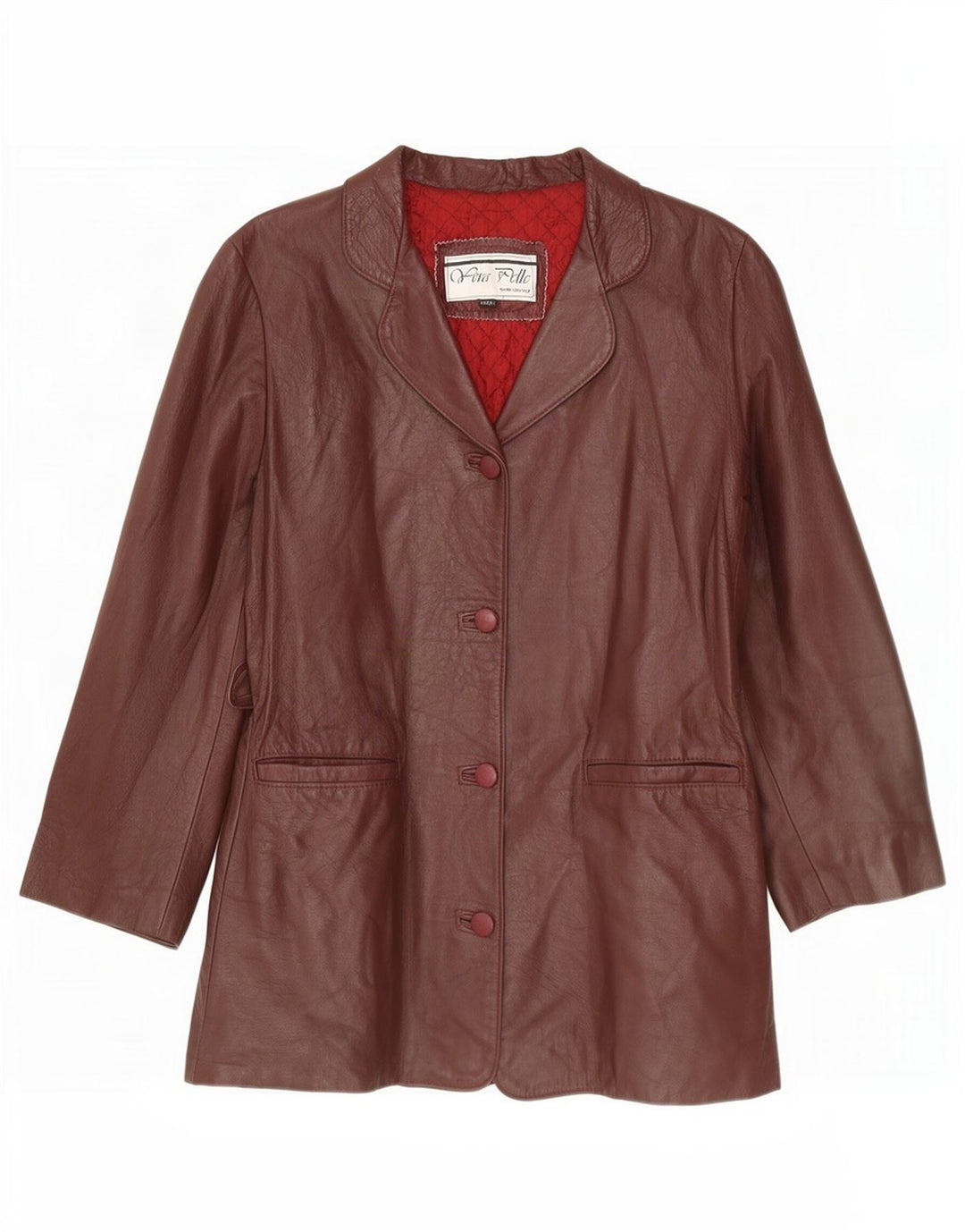 Jaqueta blazer feminina vintage com 4 botões Reino Unido 14 grande Borgonha