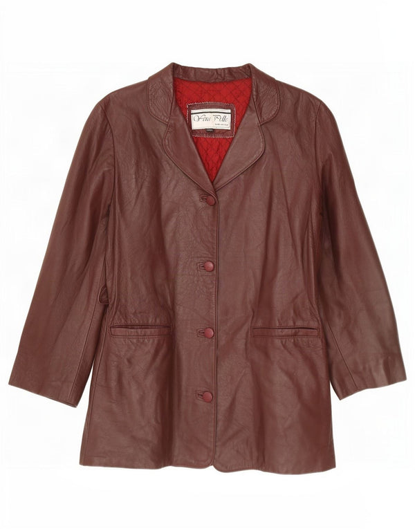 Jaqueta blazer feminina vintage com 4 botões Reino Unido 14 grande Borgonha