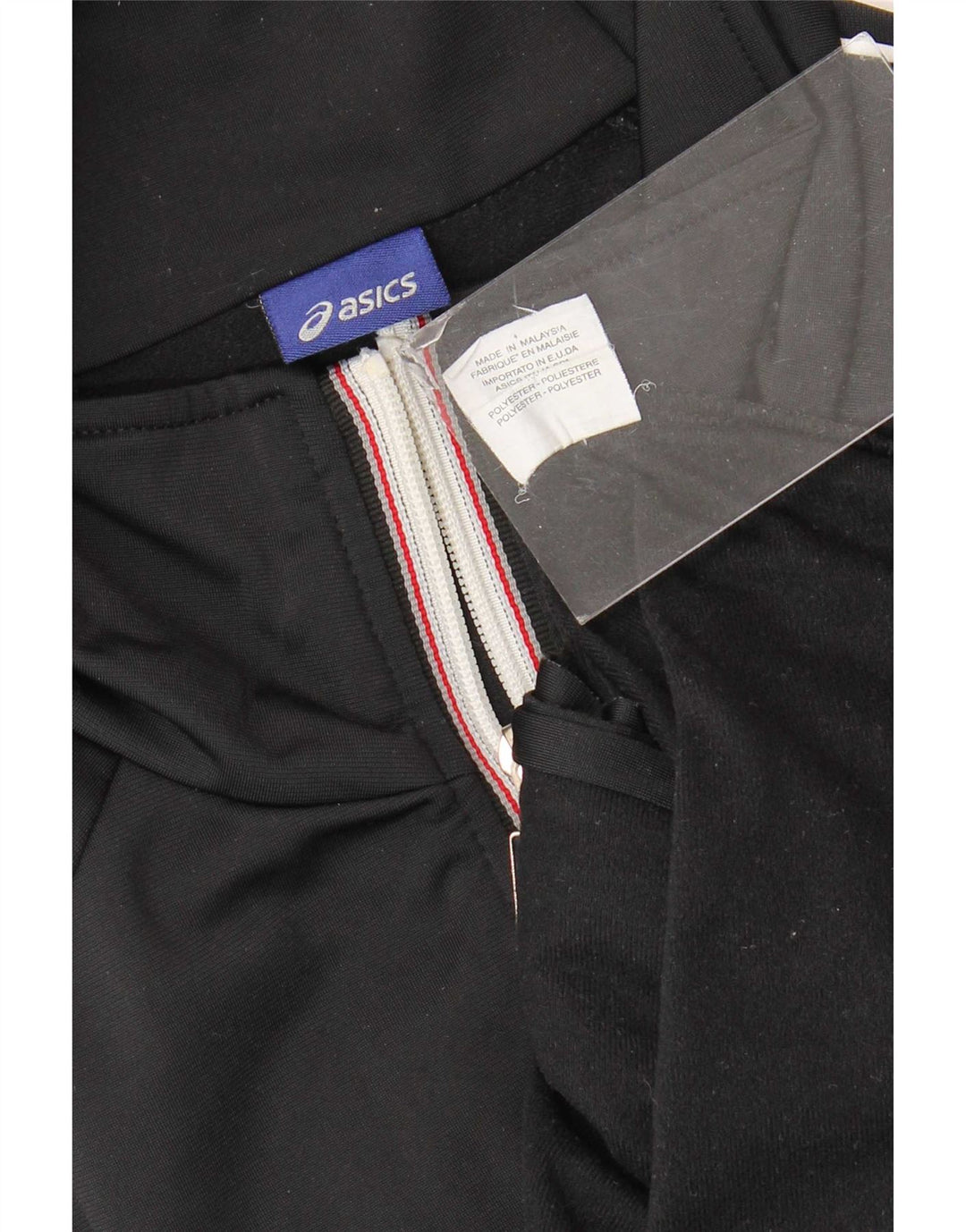 Asics Mens Tracksuit Top Jacket Médio Preto Listrado Poliéster