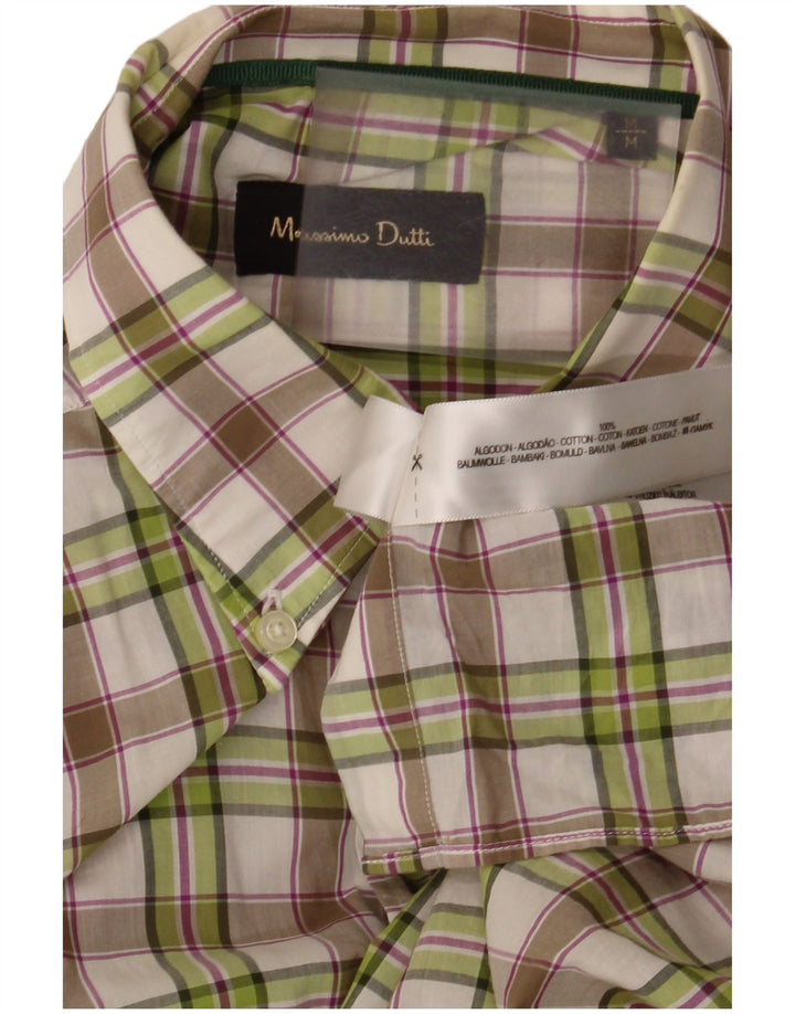 Camisa masculina Massimo Dutti de algodão xadrez verde médio