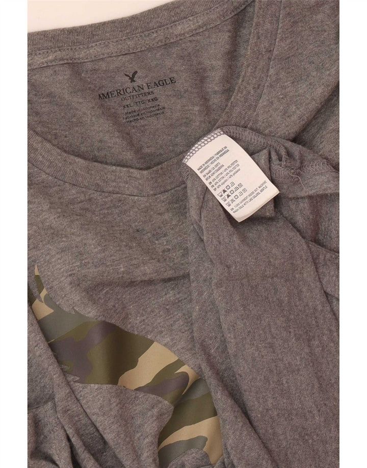 Camiseta gráfica masculina American Eagle Top 2XL algodão cinza