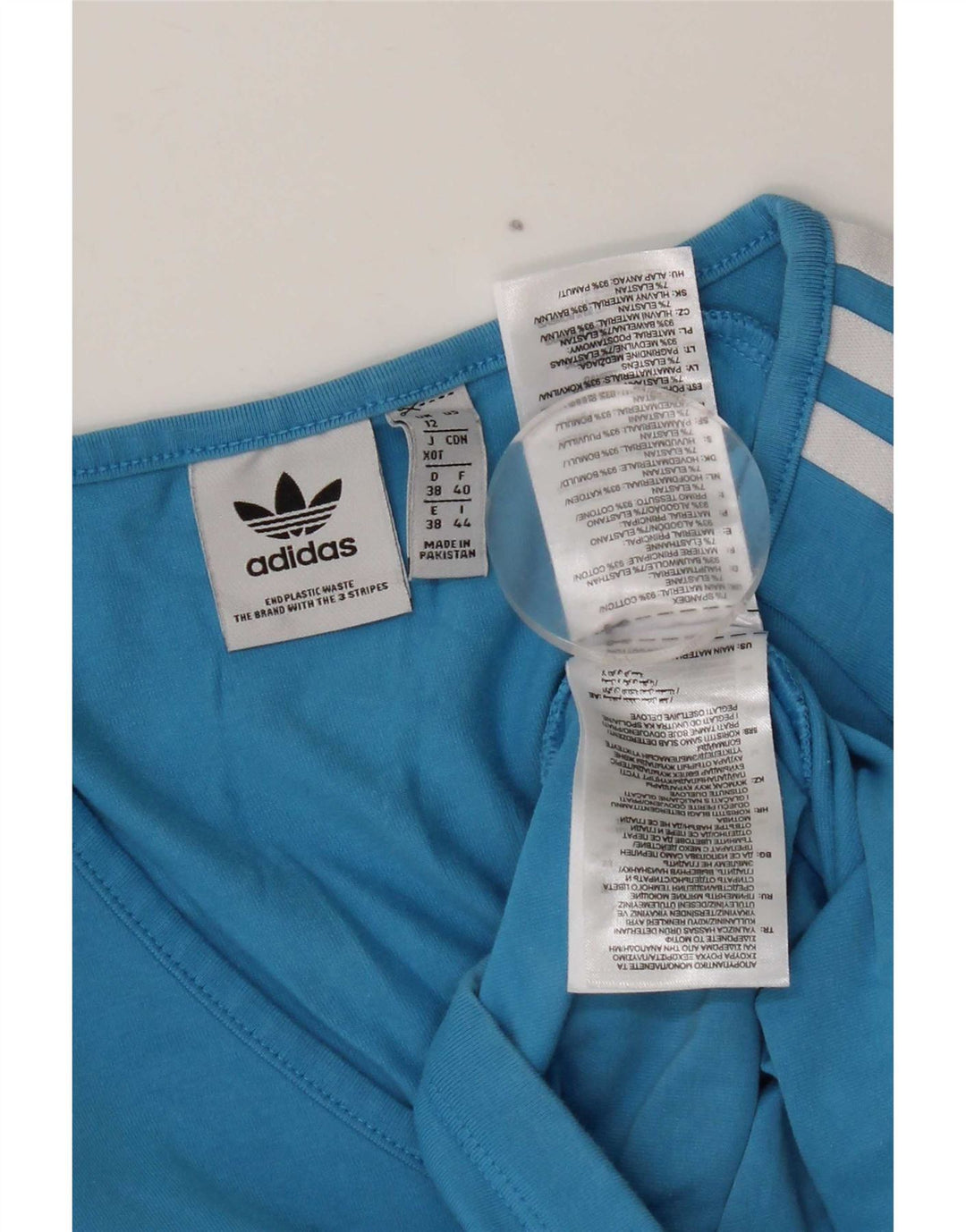 Adidas Mulheres Crop Top Manga Longa Reino Unido 12 Médio Algodão Azul