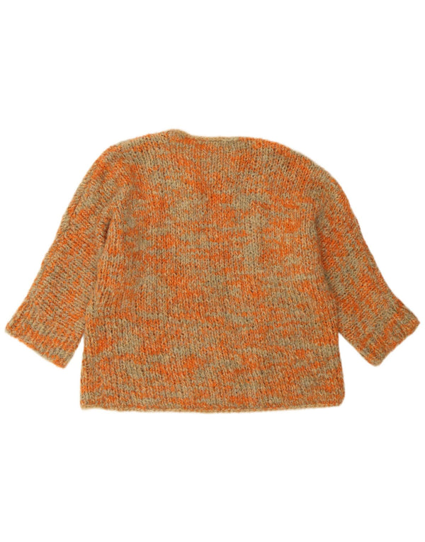 Suéter feminino VINTAGE com gola canoa e decote em barco UK 18 2XL laranja manchado
