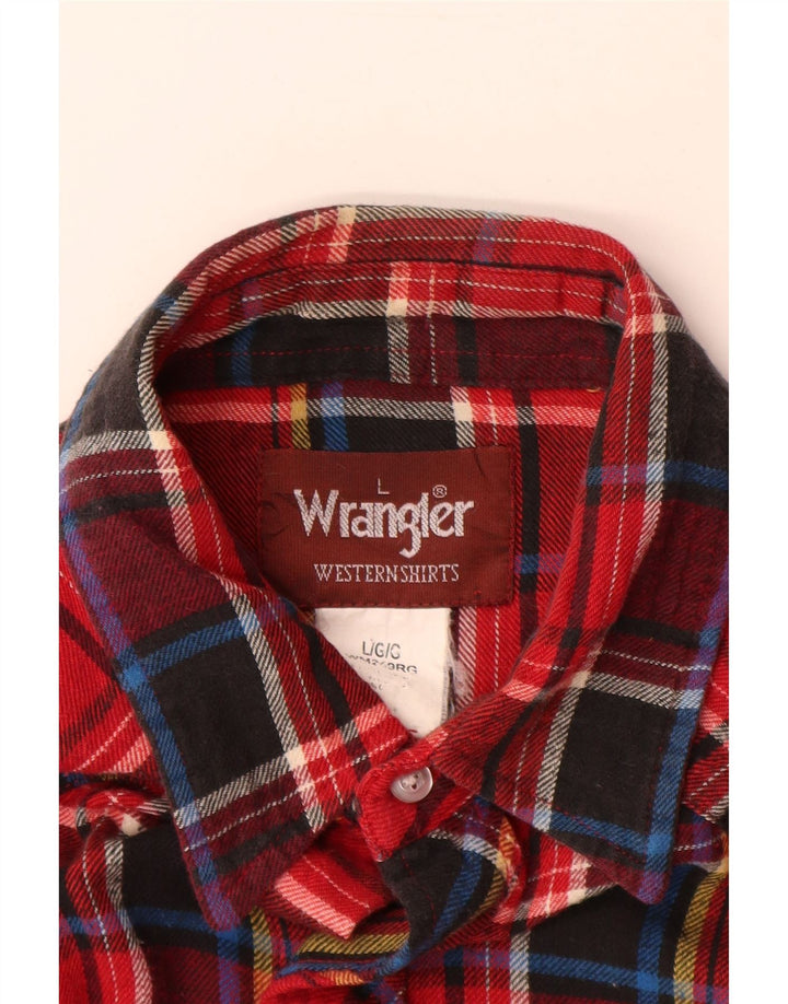 Camisa Wrangler masculina de flanela ocidental grande xadrez vermelha